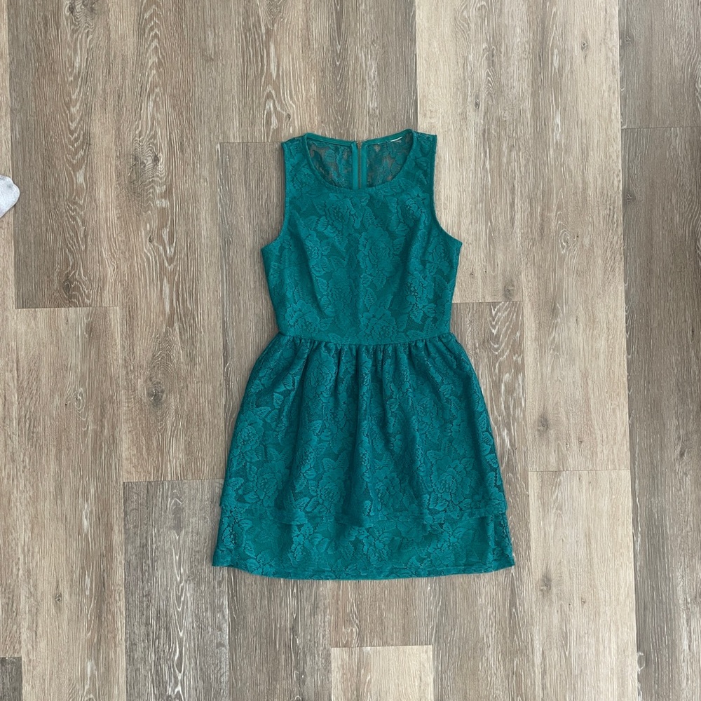 Teal Lace Sleeveless Dress